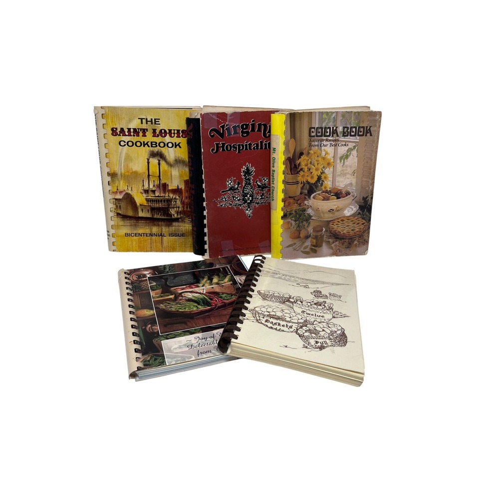 5 Set Vintage Community Cookbooks Lot Church Charity Recipes Local History